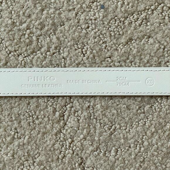 PINKO Love Birds Leather Thin Belt Gold XS - Picture 3 of 3